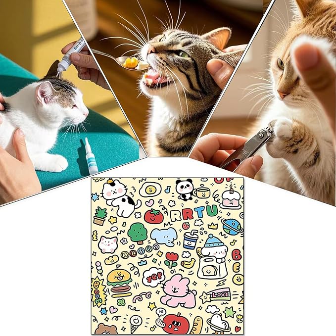 Cat Wrap for Cutting Nails Cloth Burrito Wrap for Nail Clipping,Scratch and Escape Prevention,Multi-Purpose Swaddle Wrap Pet Worker (Scrawl, 27.56inchx27.56inch)