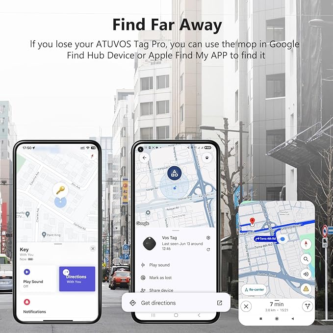 ATUVOS 2025 New Upgraded Dual System Air Tracker Tag-1 Pack, Compatible with iOS Apple Find My & Android Google Find Hub APP (Not for Huawei), Bluetooth Tracker for Keys, Luggage, Backpacks, Suitcases