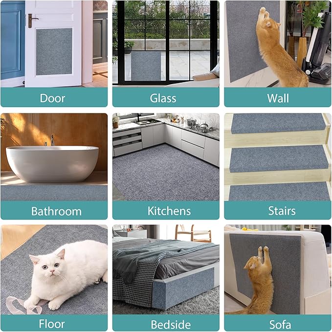 Anti Cat Scratch Furniture Protector,78.7 * 15.8in Cat Wall Scratcher, Adhesive Sofa Couch Corner Protectors for Cats, DIY Climbing Carpet Remnants Roll(Beige)