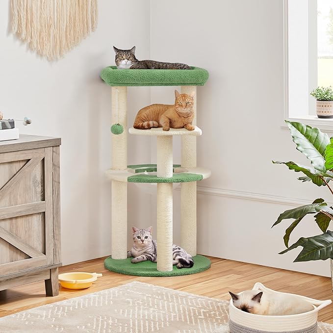 Yaheetech Cat Scratching Posts with Cat Bed, 35in Cat Scratcher with 2 Scratching Posts for Indoor Cats, Sisal Scratch Posts with Replaceable Ball for Kittens Adults Cats