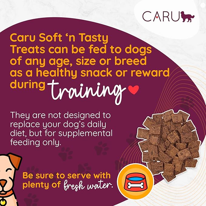 Caru - Soft n’ Tasty Baked Bites - Flavorful and Natural Dog Training Treats - Variety Pack - Beef, Chicken, Duck, Lamb, Salmon - 5 Pack