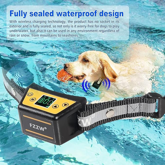 Plkm Dog Wireless Fence Pet Electric Fence GPS Containment System, Adjustable Control Range Warning Strength, Wireless Charging Wireless GPS Dog Fence, Fully Sealed Waterproof Collar Receiver