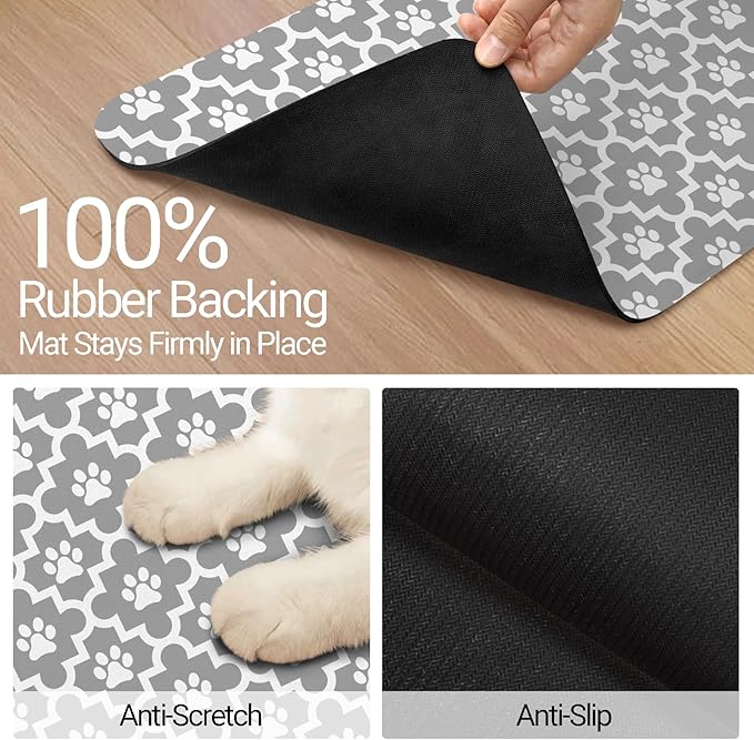 Dog Food Mat, Absorbent Waterproof Non-Slip Pet Cat Bowl Feeding Mat for Food & Water Pet Supplies 16 * 24"