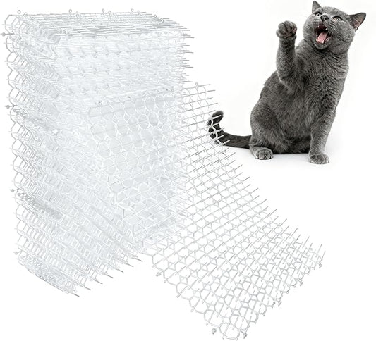 Clear Scat Mats for Cats 16 x 13 Inch, 12 Pack Transparent Cat Spike Mat with 1 Inch Spikes, Indoor Outdoor Cat Deterrent Mats to Keep Cats Off Couch, Bed, Counter & Garden