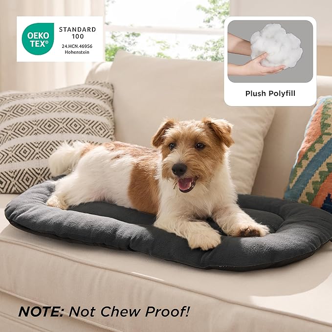 Bedsure Washable Dog Crate Pad for Small Dogs, Anti-Slip Puppy Kennel Dog Bed for Crate - Ultra Soft Fleece Flat Thin Pet Mat (Not Chew Proof), Grey 23"x17"