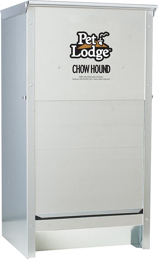 Pet Lodge® Automatic Dog Feeder | Chow Hound Outdoor Pet Feeder | Tough Galvanized Steel | Made in USA (25 lb)
