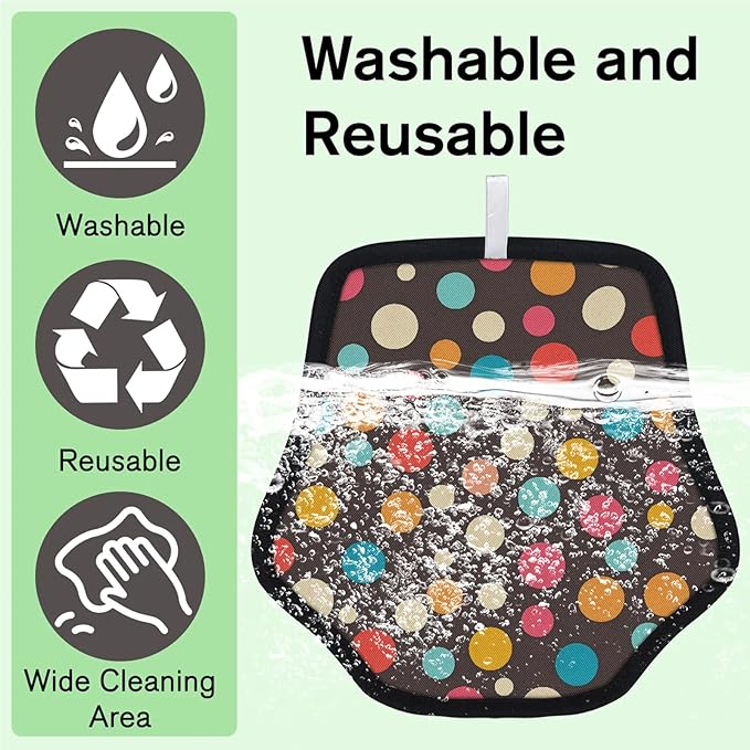 Reusable Pet Hair Removal Glove Round Dots Magic Brush for Cat & Dog Hair Remover for Car, Sofa, Bedding, Clothes - 9x9 Mitt Washable