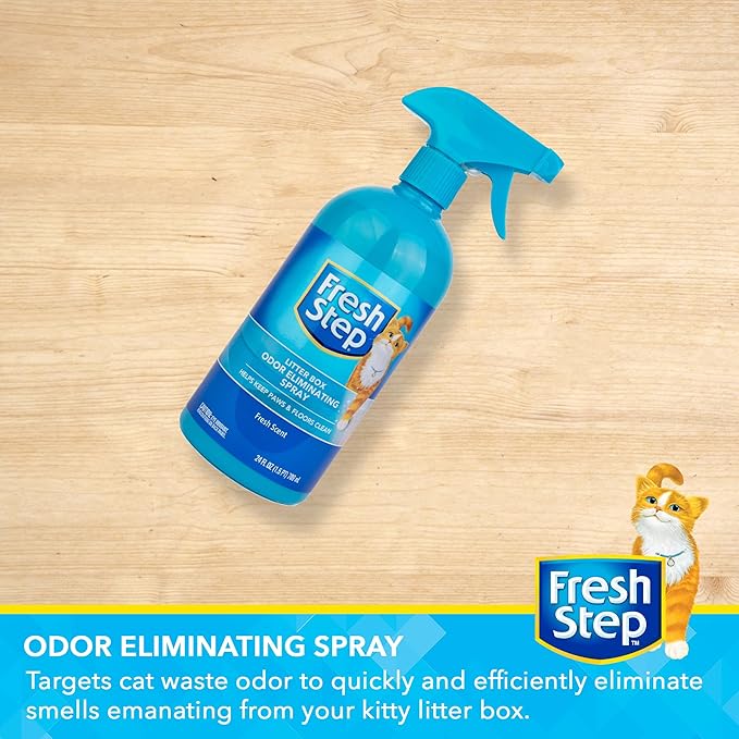 Fresh Step Cat Litter Box Odor Eliminating Spray - Odor Neutralizing Cat Deodorizer Spray for Kitty Litter Box, 24 Fl Oz