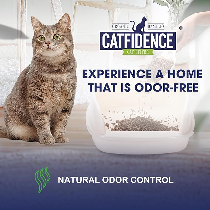 The Original PoopBags Catfidence 100% Organic Bamboo Cat Litter - USDA Certified Biobased - One 7 Lb Bag - One Month Supply