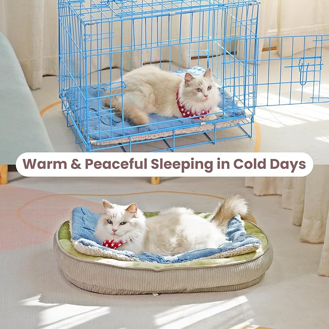 Self Warming Cat Bed, 36 X 23 Inch Reversible Two-Sided Use Self Heating Mat for Cats and Dogs, Washable Cat Warming Pad for Indoor Use, Cozy Flannel Base. (L - 36 X 23 Inch)