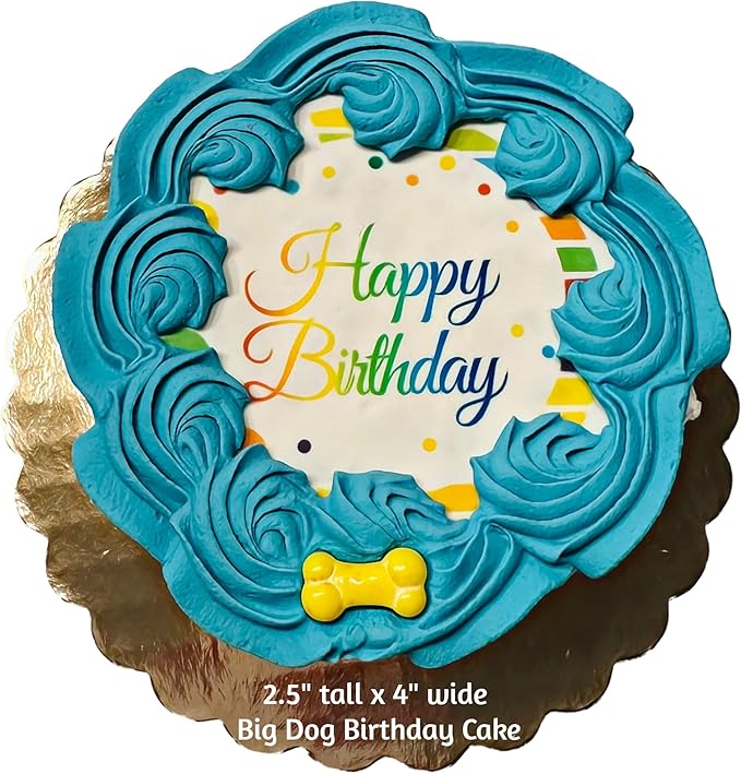 Blue Shiba Big Dog Birthday Cake- Edible Puppy Party Crispy Vanilla Rice Cake, Yogurt Icing Perfect Dog Party Cake Boxed, Iced and Decorated