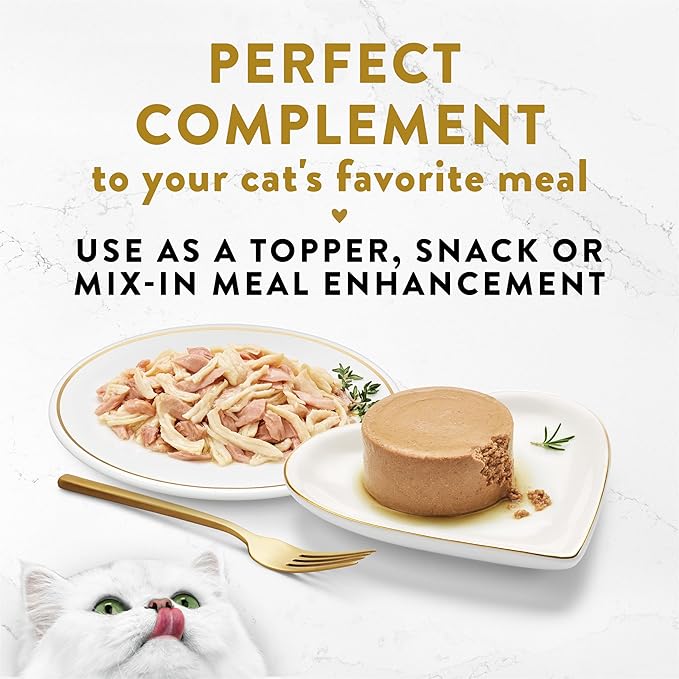 Fancy Feast Purina Appetizers Lickable Grain Free Wet Cat Food Topper White Meat Chicken and Flaked Tuna Appetizer - 1.1 oz. Trays,(Pack of 20)