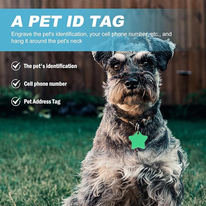 10pcs Star-Shaped Metal Pet Id Tags Address Tags Hanging Collar Charms for Dogs and Cats Multi-Color Pet Supplies Prevent Loss Random Color