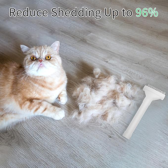Deshedding Brush for Cats, Pet Grooming Tool for Shedding and Mats Removal, Gentle Cat Brush for Medium to Long Hair Dogs & Cats, White