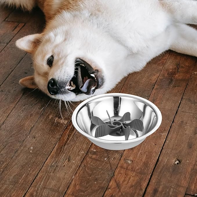 UPKOCH Silicone Puppy Slow Feeder Bowl Insert Gray Soft Slow Eating Dog Food Bowl for Small Breeds Pet Feeding Supplies