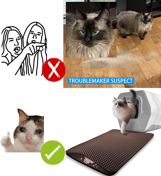 HTTMT- (23x17 inch) Pet Supplies Cats Litter & Housebreaking 58X43 Brown Cat litter Mat Double Layer Pad Trapper Folding Pad EVA Foam Rubber