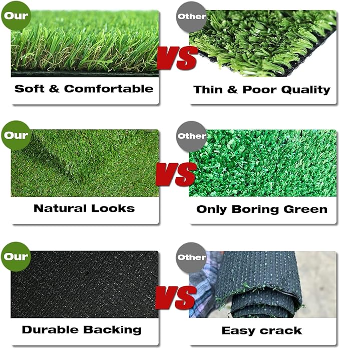 XLX TURF 2FTX6FT Artificial Grass Runner Rug - Thick Outdoor Realistic Pets Friendly Fake Grass Pads for Dogs Potty Patio Balcony, 1" Pile Height