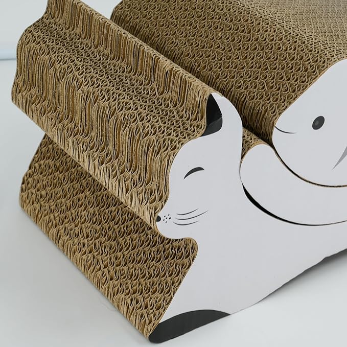 3 in 1 Cat Scratching Board, Reversible Infinity Style Cat Scratcher, Cardboard with Double-Sided Usability,Textures Design U-Shaped Corrugated