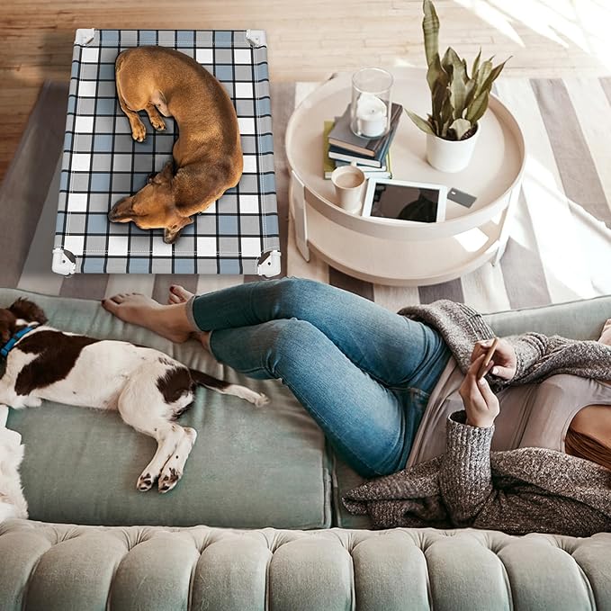 Elevated Outdoor Raised Dog Bed Outdoor Dogs Bed Lifted Pet Bed Dog Cot for Medium Pet Taste Life, Start with A Pet Bed 34'' x 26'' x 6.5''