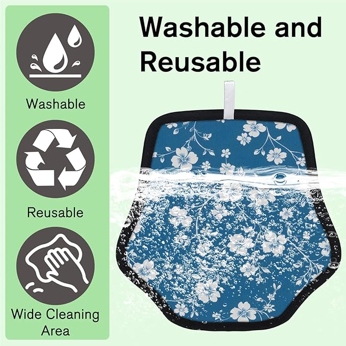 Reusable Pet Hair Removal Glove Flower Floral Print Magic Brush for Cat & Dog Hair Remover for Car, Sofa, Bedding, Clothes - 9x9 Mitt Washable