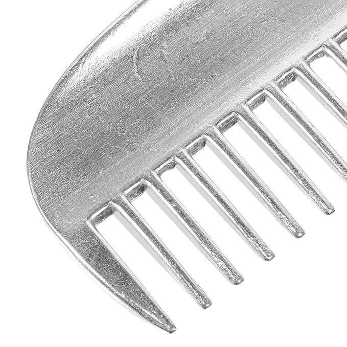 Metal Dog and Cat Grooming Comb Aluminum Wide Tooth Detangler Portable Shedding Tool for Undercoat Hair Removal Silver