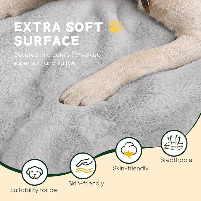 Dog Crate Pad Washable, Plush 42 x 28 Inch Anti-Slip Kennel Mat for Medium & Large Dogs, Fits Wire or Metal Crates, Travel, Home & Training Use, Dark Grey