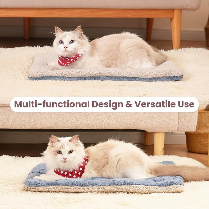 Self Warming Cat Bed, 28 X 22 Inch Reversible Two-Sided Use Self Heating Mat for Cats and Dogs, Washable Cat Warming Pad for Indoor Use, Cozy Flannel Base. (M - 28 X 22 Inch)