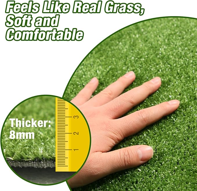 GLOBREEN Fake Grass Pee Pads for Dogs Potty Training, 2 PCS Replacement 3FT X 5FT Artificial Turf Outdoor Rugs for Pets Patio Balcony, with Drainage Hole