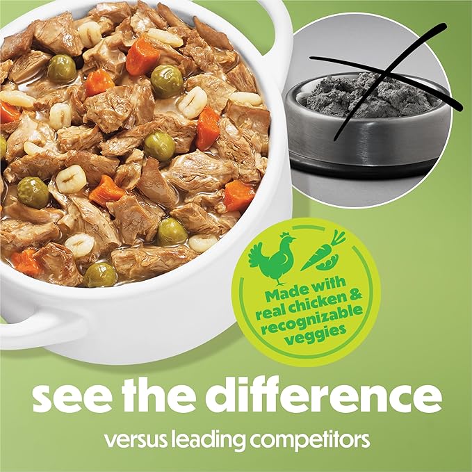 Purina Beneful Wet Dog Food Freshly Prepared Meals Chicken Stew with Rice, Carrots, Peas, and Barley - (Pack of 8) 10 oz. Tubs