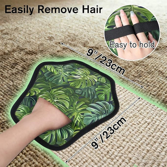 Reusable Pet Hair Removal Glove Lush Palm Leaves Magic Brush for Cat & Dog Hair Remover for Car, Sofa, Bedding, Clothes - 9x9 Mitt Washable