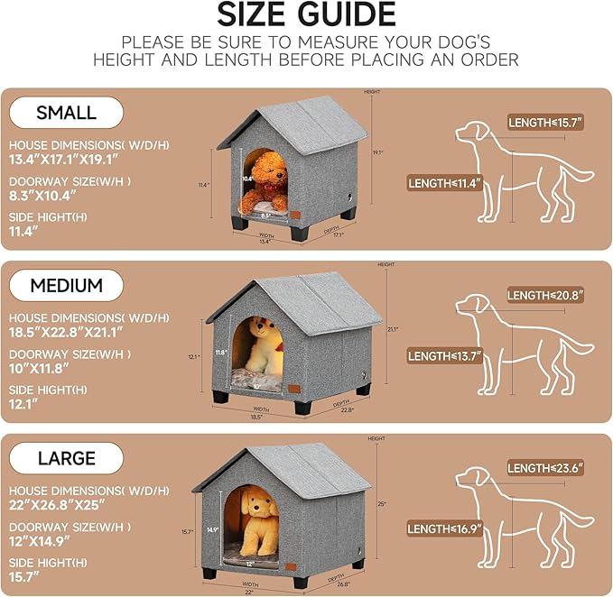 Indoor Small Dog House with Warm Plush Mat and Elevated Feet,Soft Puppy House Dog Bed for Small Dog and Cat,Max Pets Size 15.7 X 11.4 Inches