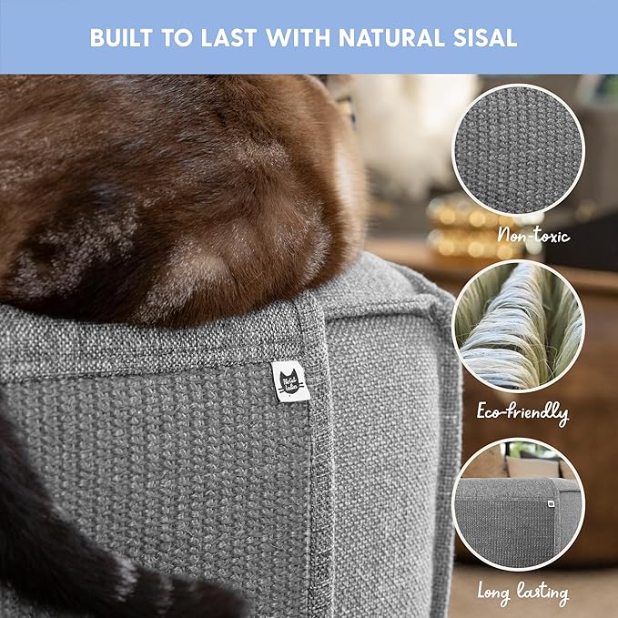 The Cat Ladies Cat Scratch Furniture Protector Mat - Couch Protector from Claws - Anti Scratch Furniture Protectors from Cats Scratching - Sisal Scratcher Pad - Grey