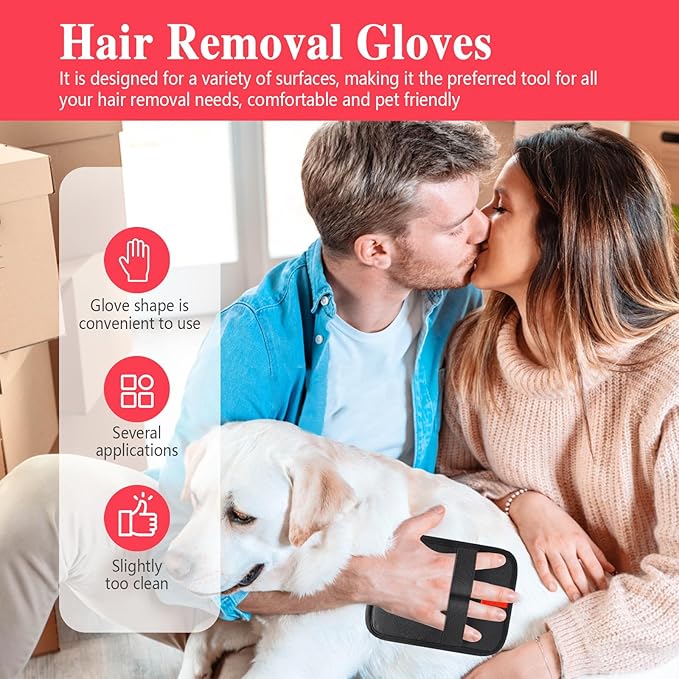 Pet Hair Remover Gloves, Electrostatic Pet Hair Removal Gloves, Upgrade Efficient Grooming Gloves for Pet Hair, Cat Brush Glove for Carpet, Couch(Square, 2PCS)