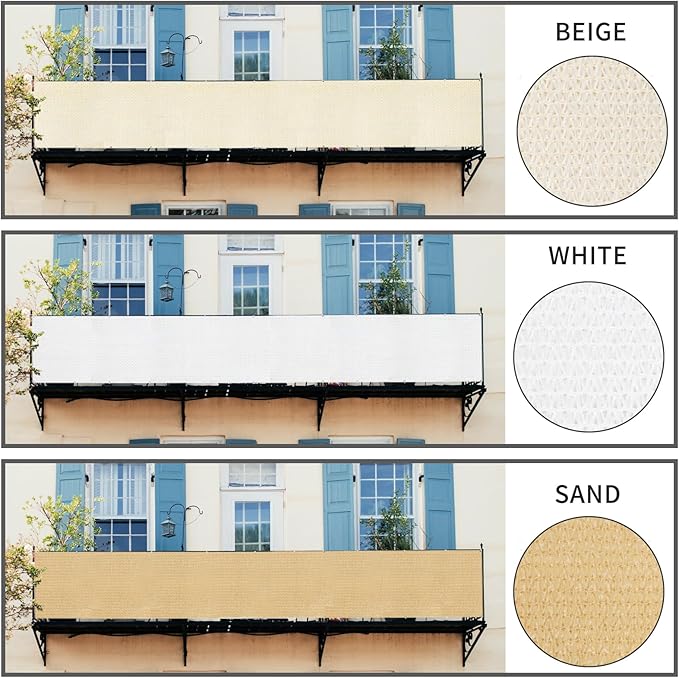 LOVE STORY Balcony Privacy Screen, 3'x6' Deck Shield Screen Fence Cover,UV Protection and Weather-Resistant,3 FT Height for Deck, Patio, Backyard, Outdoor Pool, Porch, Railing, White
