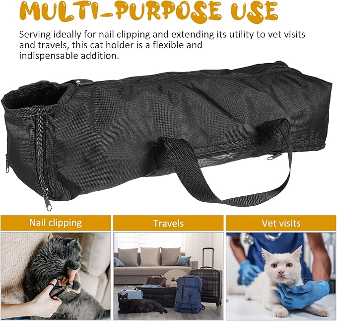 HANABASS Cat Grooming Bathing Bag for Nail Trimming Mesh Cat Holder for Travel Vet Visits Versatile Pet Shower Bag Easy Access Openings and Zipper Closure