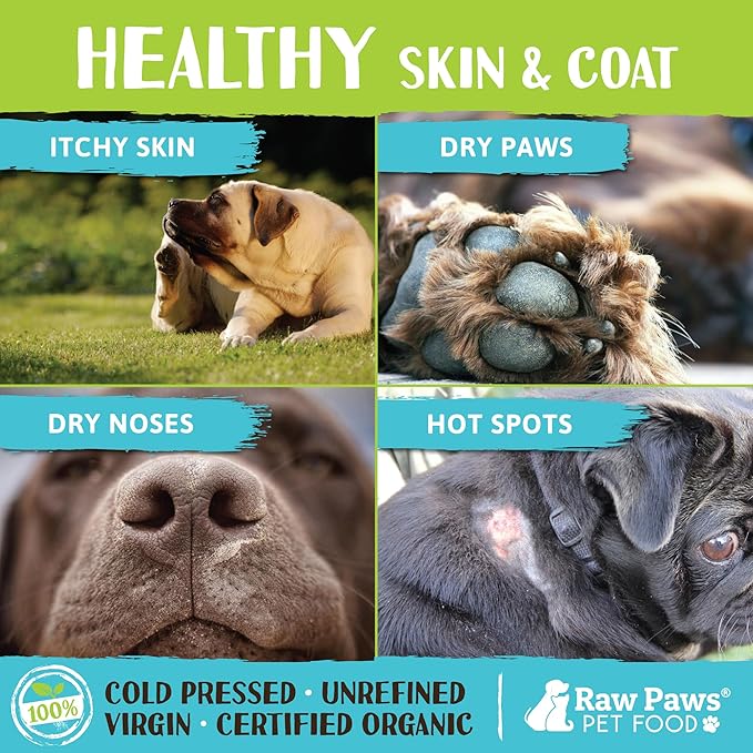 Raw Paws Organic Virgin Coconut Oil for Dogs & Cats, 8-oz - Supports Immune System, Digestion, Oral Health, Thyroid - All Natural Allergy Relief for Dogs - Hairball Relief