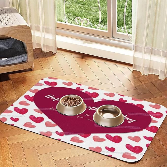 Pet Feeding Mat Happy Mother's Day Floral Gift Mom Jy Absorbent Pet Placemat for Food Water Bowl with Waterproof Rubber Backing 18X12In Quick Dry Water Dispenser Mat for Dog Cat