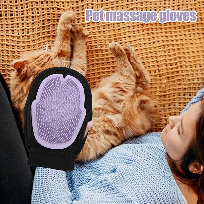 Pet Grooming Gloves, Dog Brush Glove, Soft Comb Design, Combing Mitts to Shedding, Bath Supplies Pet Massaging and Grooming,