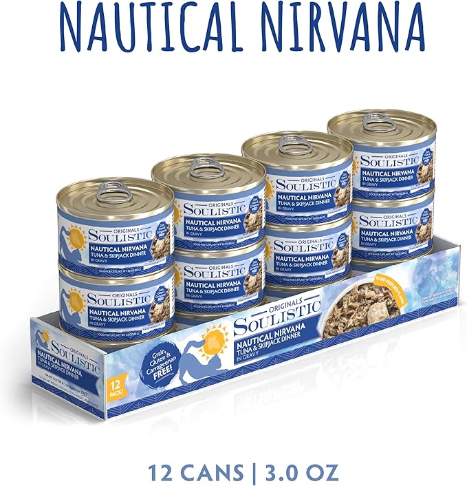 Soulistic Originals, Nautical Nirvana Tuna and Skipjack Dinner in Gravy, 3oz Can, Pack of 12