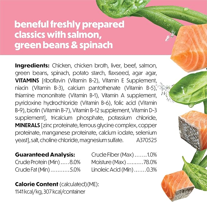 Purina Beneful Freshly Prepared Classics with Salmon, Green Beans and Spinach Pate Dog Food - 9.5 oz Carton (Pack of 6)