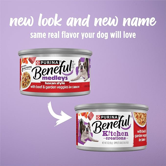 Beneful Purina Kitchen Creations with Beef and Garden Veggies in Sauce Wet Dog Food - 3 oz. Cans,(Pack of 24)