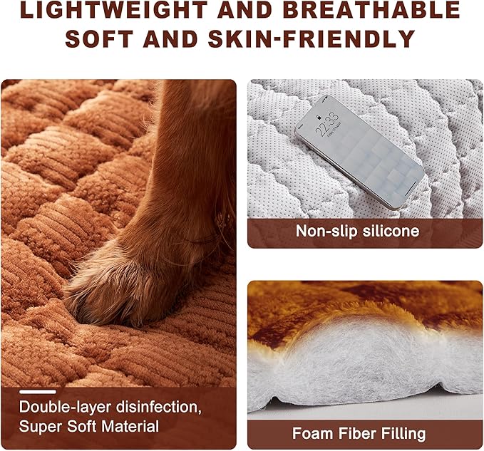 Couch Cover for Dogs Washable,Anti-Slip Back Cat Mat Pet Pad Blanket for Furniture Protector,Fuzzy Pet Sofa Cover for 3 Cushion Couch Sofa Pets Friendly (Curry, 1pc/36"x80"/Seat Cover)