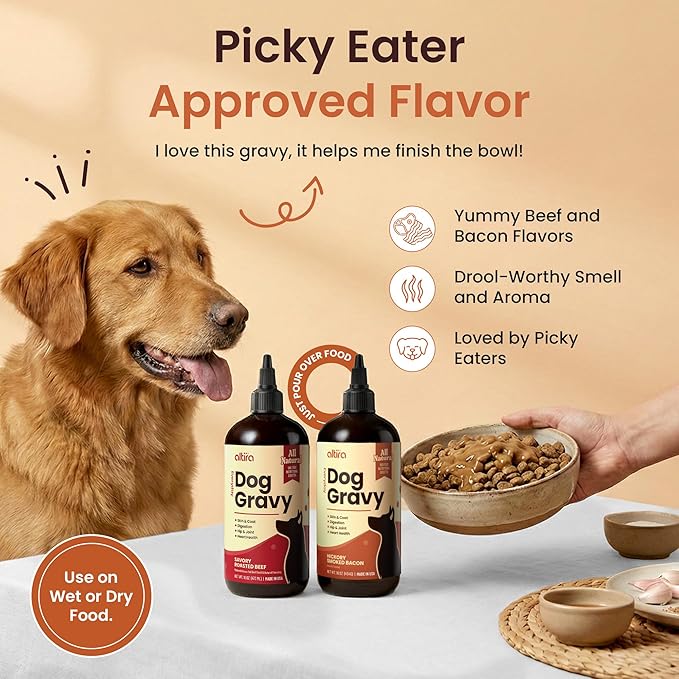 Everyday Dog Gravy Beef - Premium Wet Dog Food Gravy Toppers for Dry Food – Tasty & Nutritious with Essential Vitamins and Supplements – Hip and Joint Supplement