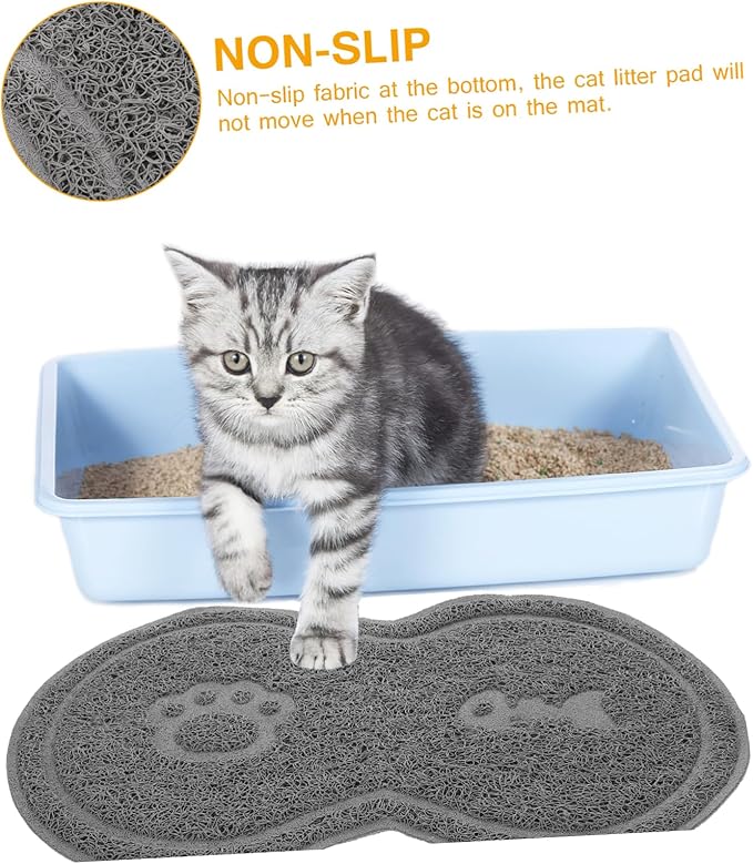 Cat Litter Box Mat PVC Cat Bowl Mat: Nonslip Waterproof for Litter Box That Ches - for Under Pet Food Bowl, 17.7 x 10.2 x 0.2 inch