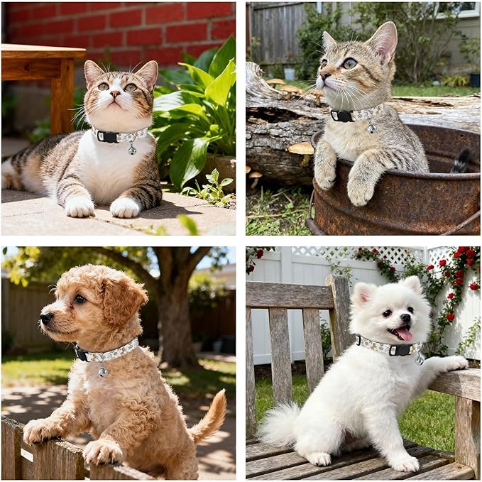 Dog Collar Lion Unicorn White Pattern Small Dog Collars Comfortable Puppy Collar Cat Pet Collar for Dogs Cats Pets Supplies 2 Pack