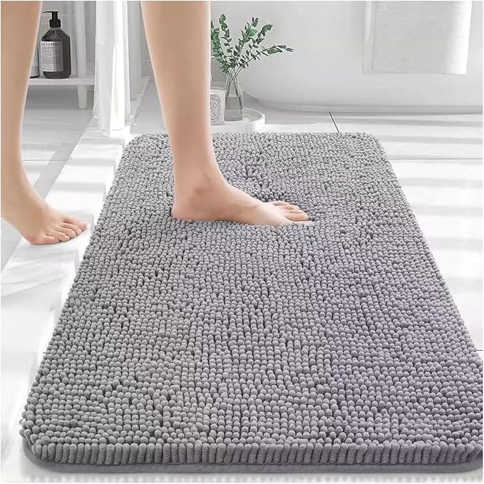 70" X 23" Washable Dog Door Mat, Ultra fine Fiber Dog Door Mat, Quick Drying Chenille Pet Door Mat, Machine Washable Indoor and Outdoor Rug (Grey)