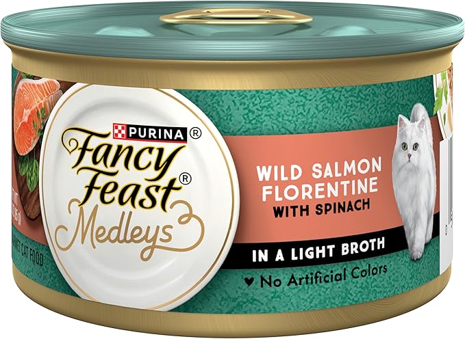 Purina Fancy Feast Wet Cat Food, Medleys Wild Salmon Florentine With Garden Greens in Delicate Sauce - (Pack of 24) 3 oz. Cans