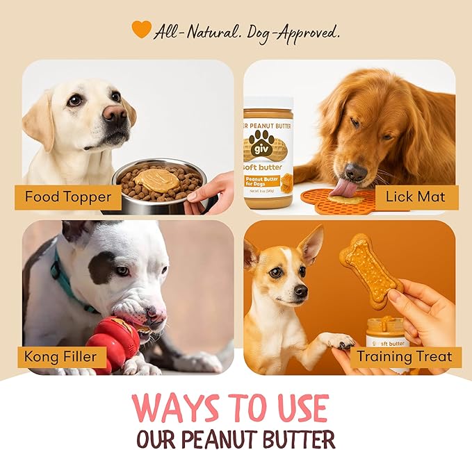 Dog Peanut Butter - All Natural Human Grade - 2 Ingredients (Peanuts & Honey) - Perfect for Pill Pockets, Lick Mat, Training Treats and Healthy Food, 4oz Pouches (Pack of 9)