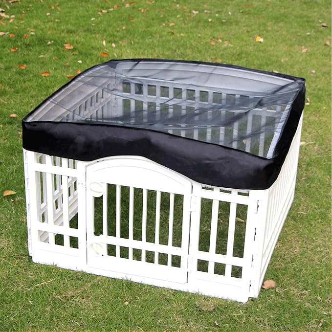 Dog Playpen Mesh Top Cover for 36" Inch Pet Playpen with 4 Panels, Dog Crate Cover Pet Tent Puppy Play Pen Cover, Ideal for Indoor/Outdoor Use. Note: Playpen Not Included (Pure Black)