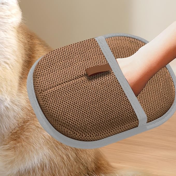 Pet Hair Removal Glove for Cats Dogs Grooming Mitt Electrostatic Remover for Sofa Furniture Long Short Hairs- Brown